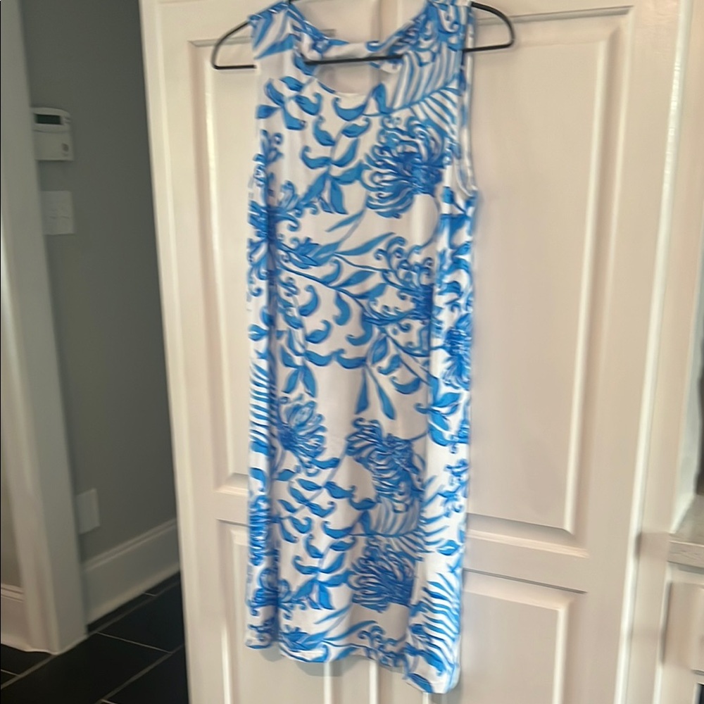 Lilly Pulitzer Blue and White Halter Sheath Dress